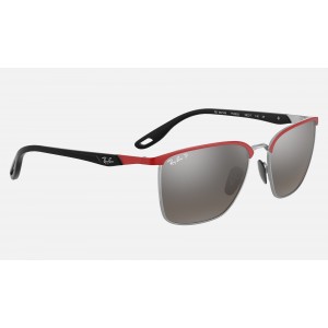 Ray Ban Scuderia Ferrari Collection RB3673 Silver Mirror Chromance Red Sunglasses