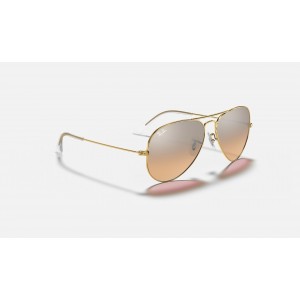 Ray Ban Aviator Gradient RB3025 Silver/Pink Mirror Gold Sunglasses