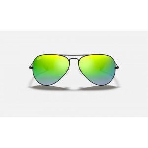 Ray Ban Aviator Flash Lenses Gradient RB3025 Green Gradient Flash Black Sunglasses
