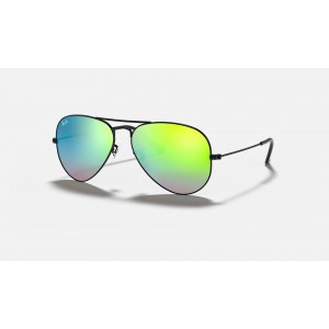 Ray Ban Aviator Flash Lenses Gradient RB3025 Green Gradient Flash Black Sunglasses